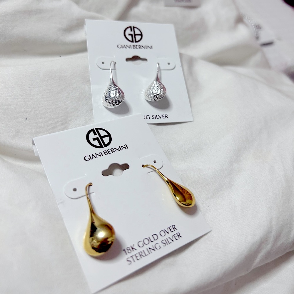 Giani Bernini 18k gold over sterling silver earrings - Picture 3 of 4